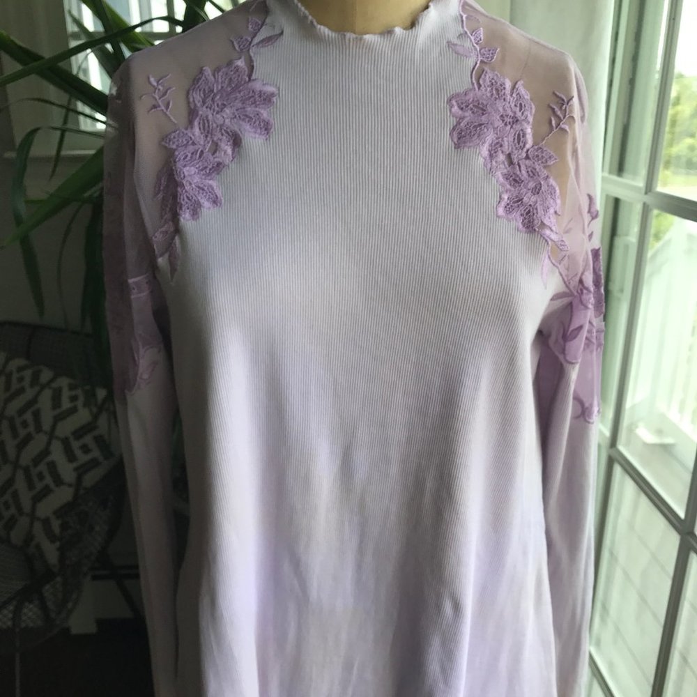 Lavender Lace Shouldered Knit Top